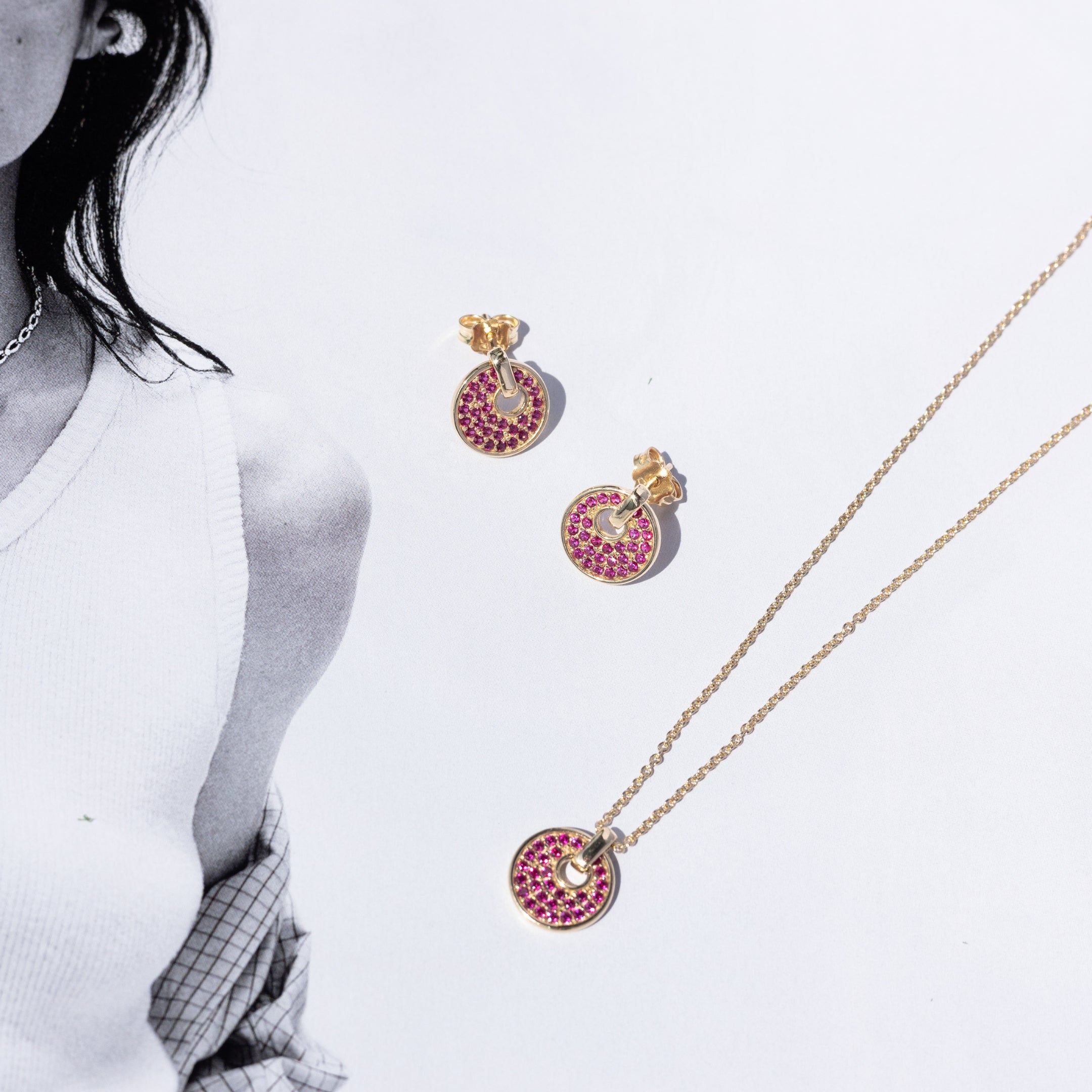 Cercei Aur 14kt Pink  Sparkles