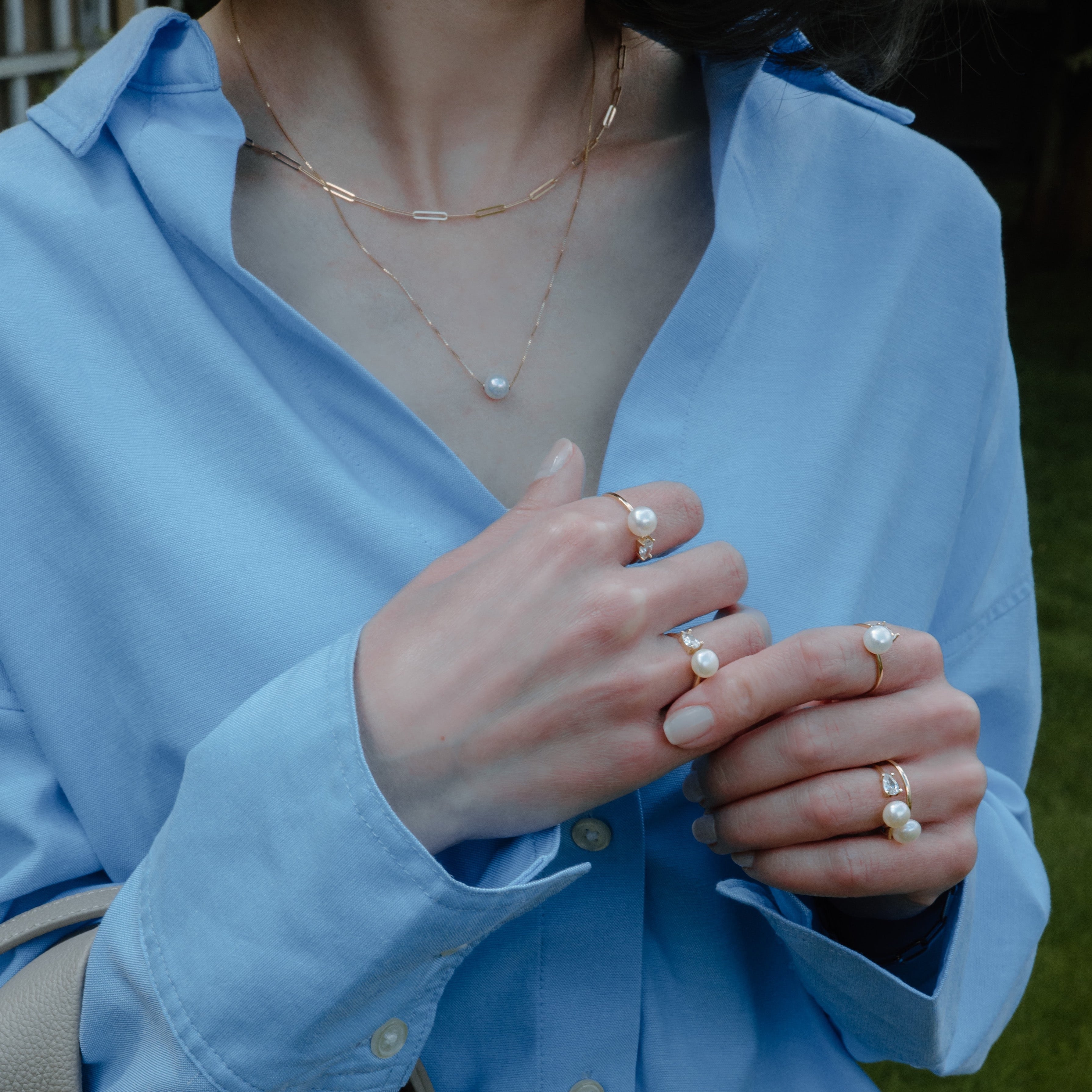 Inel deschis Pearl&Stone