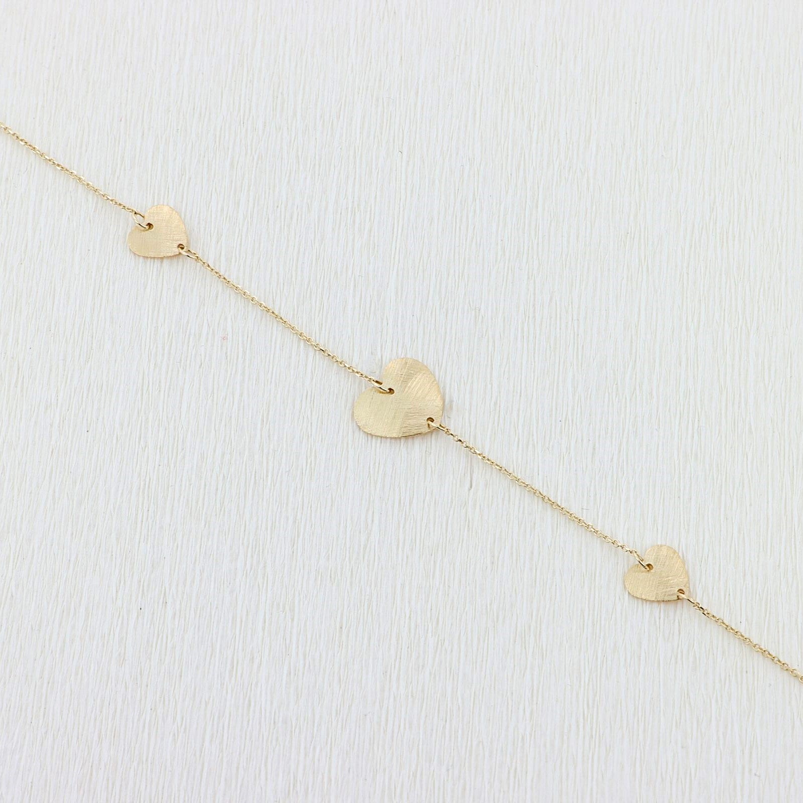 Bratara Aur 14kt Textured Hearts
