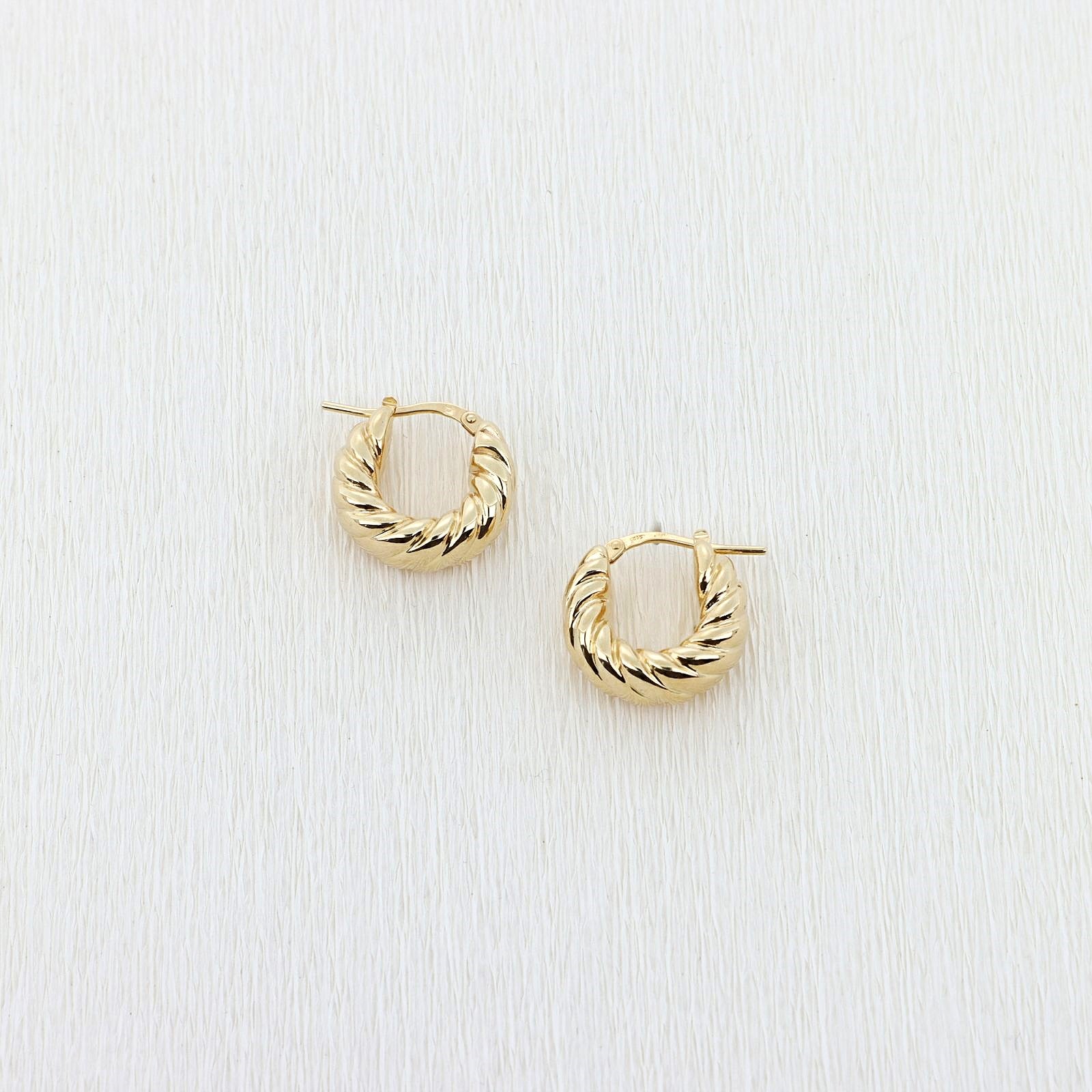 Cercei Aur 14kt Hoop Croissant