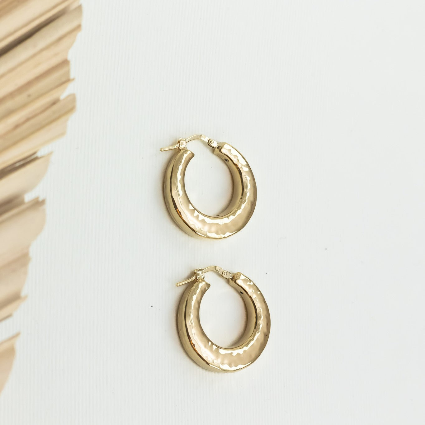 Cercei argint Bold Hammered Hoops