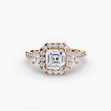 Inel Three-Stone cu Halo