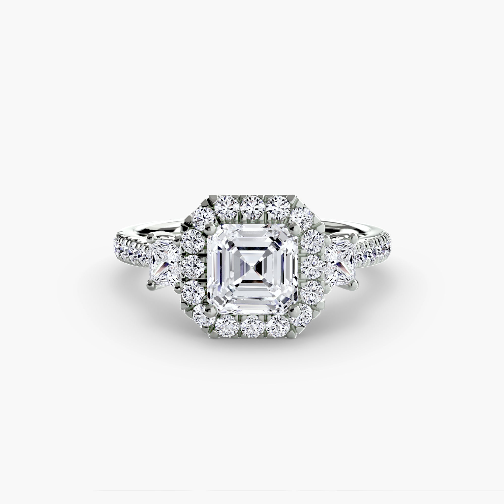 Inel Three-Stone cu Halo