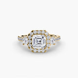 Inel Three-Stone cu Halo