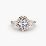 Inel Three-Stone cu Halo