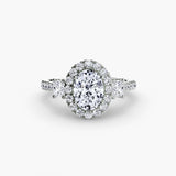 Inel Three-Stone cu Halo