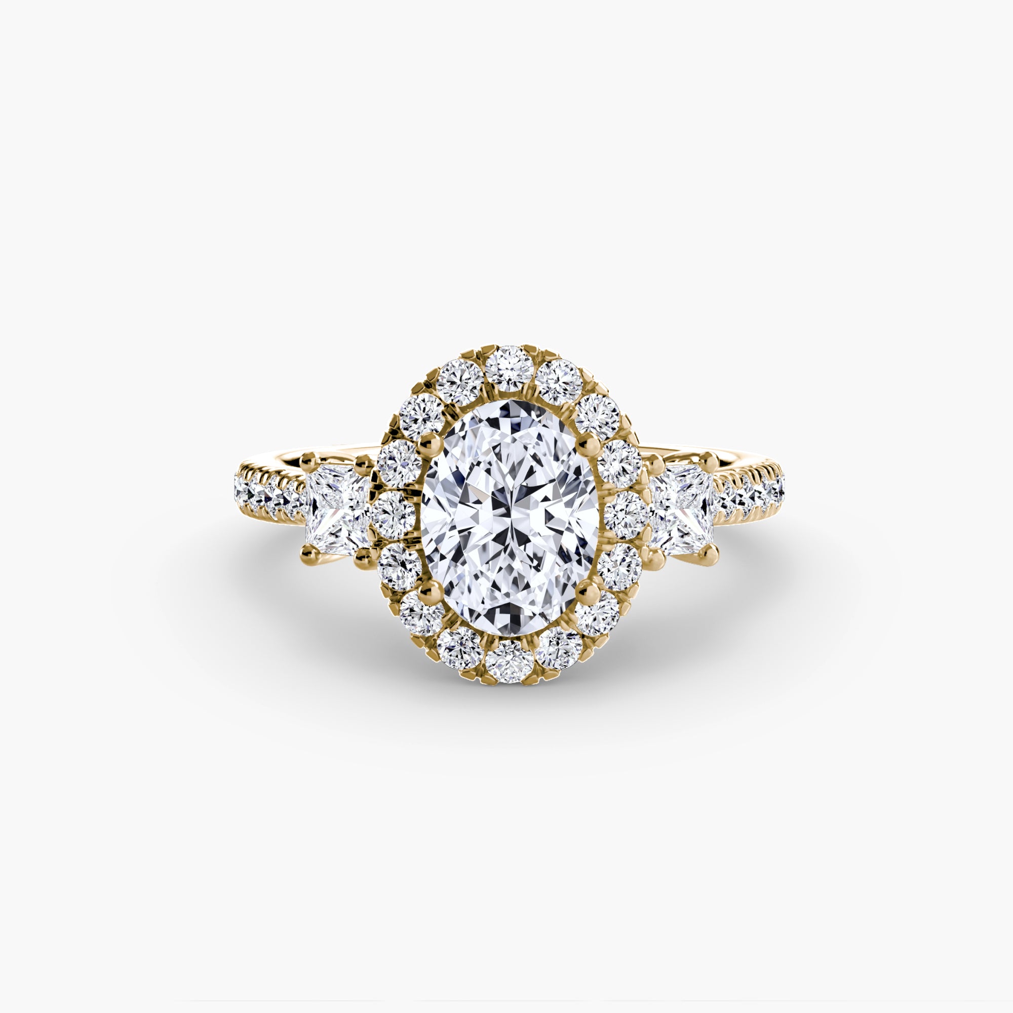 Inel Three-Stone cu Halo
