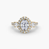 Inel Three-Stone cu Halo