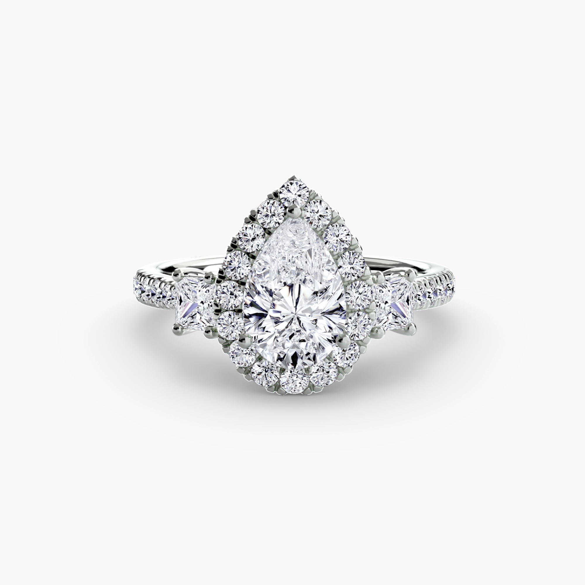 Inel Three-Stone cu Halo