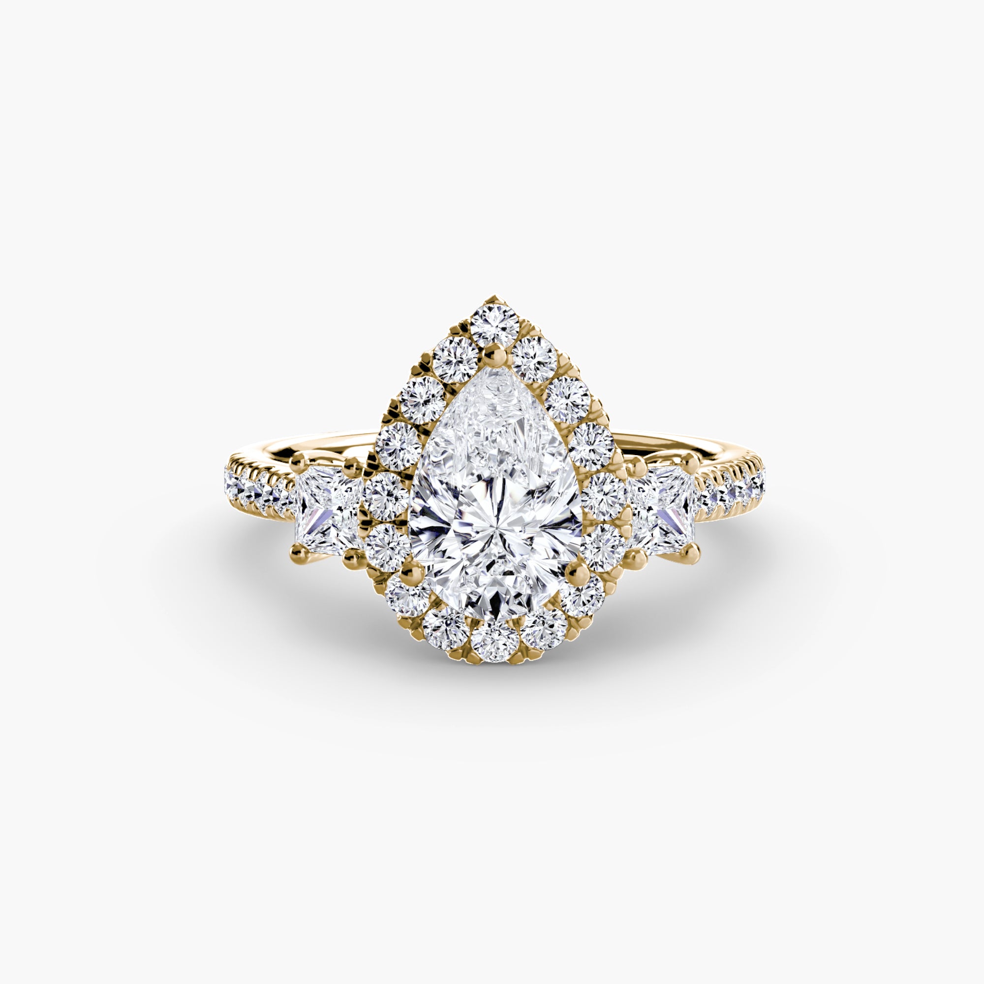 Inel Three-Stone cu Halo