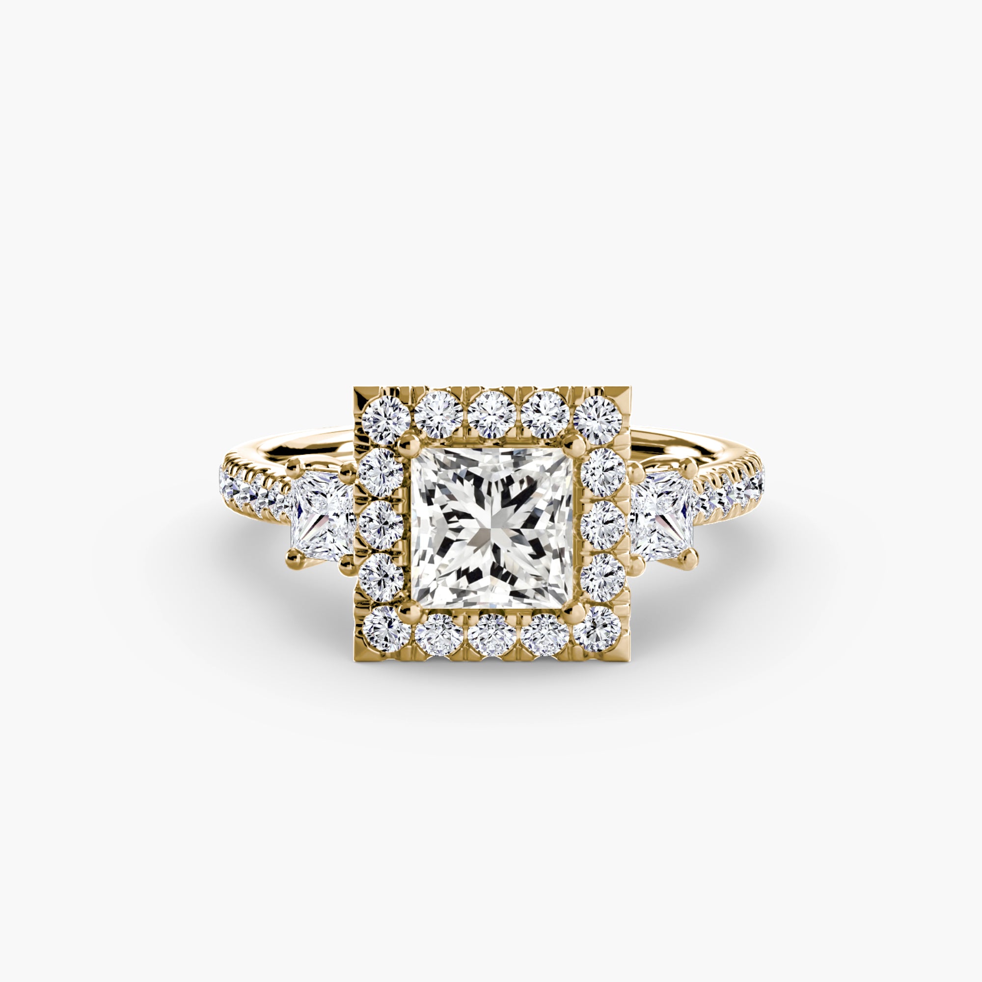Inel Three-Stone cu Halo