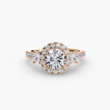 Inel Three-Stone cu Halo