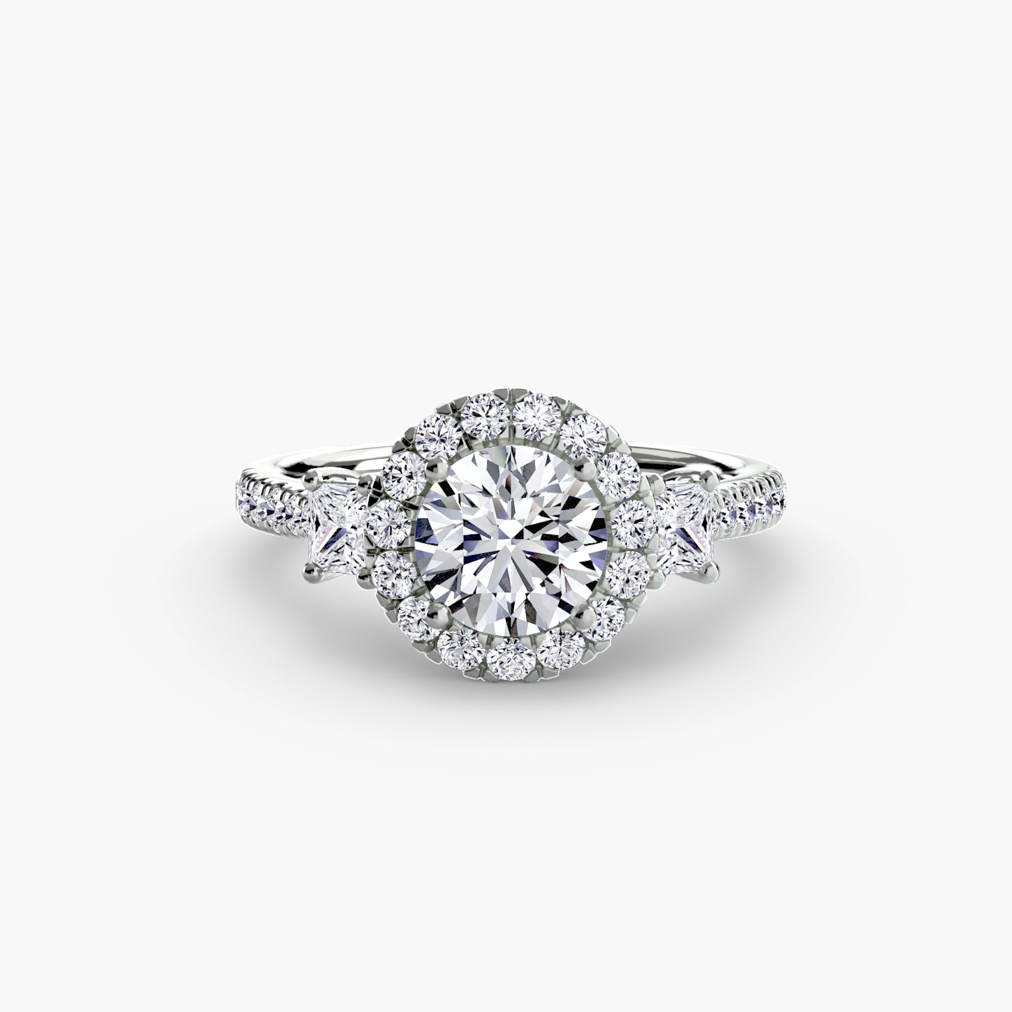 Inel Three-Stone cu Halo