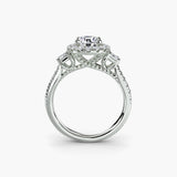 Inel Three-Stone cu Halo