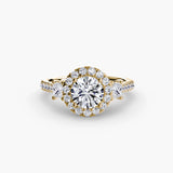 Inel Three-Stone cu Halo