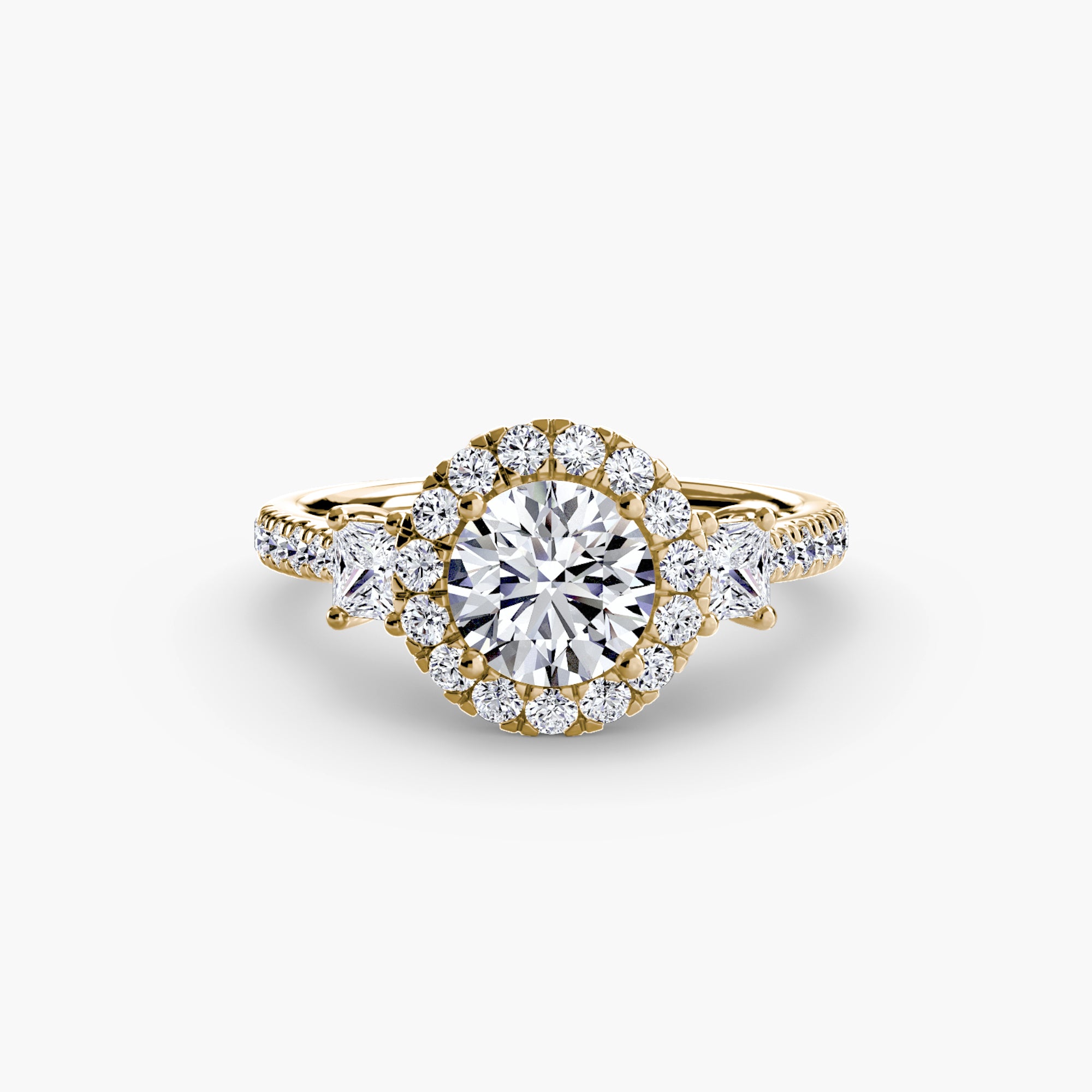 Inel Three-Stone cu Halo