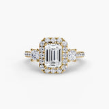 Inel Three-Stone cu Halo