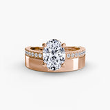 Inel Cigar Band Solitaire cu Pave