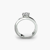 Inel Cigar Band Solitaire cu Pave