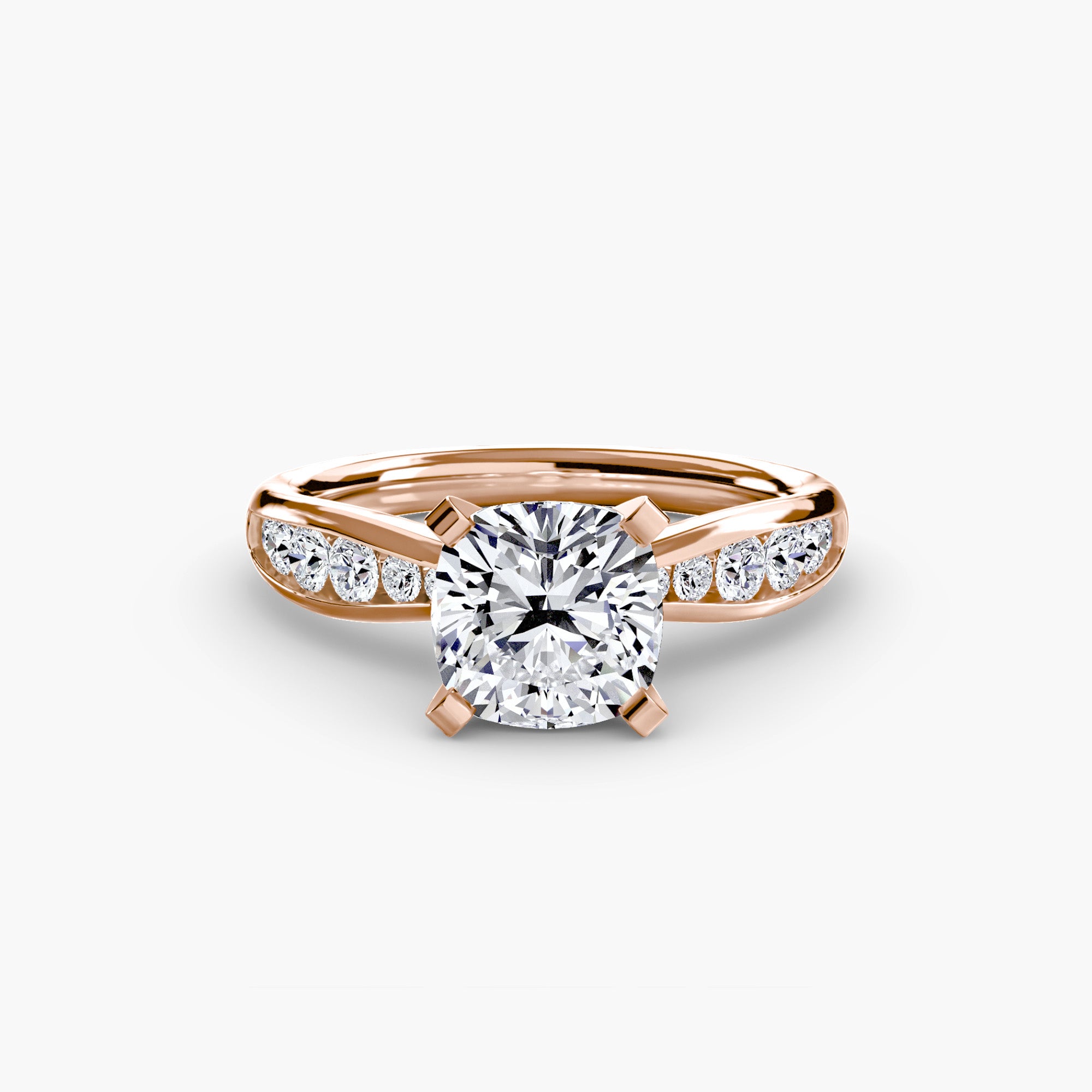 Inel Solitaire cu Pave Degrade
