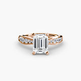 Inel Solitaire cu Pave Degrade