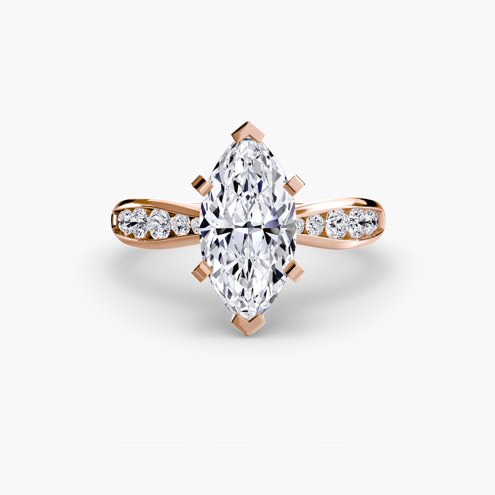 Inel Solitaire cu Pave Degrade