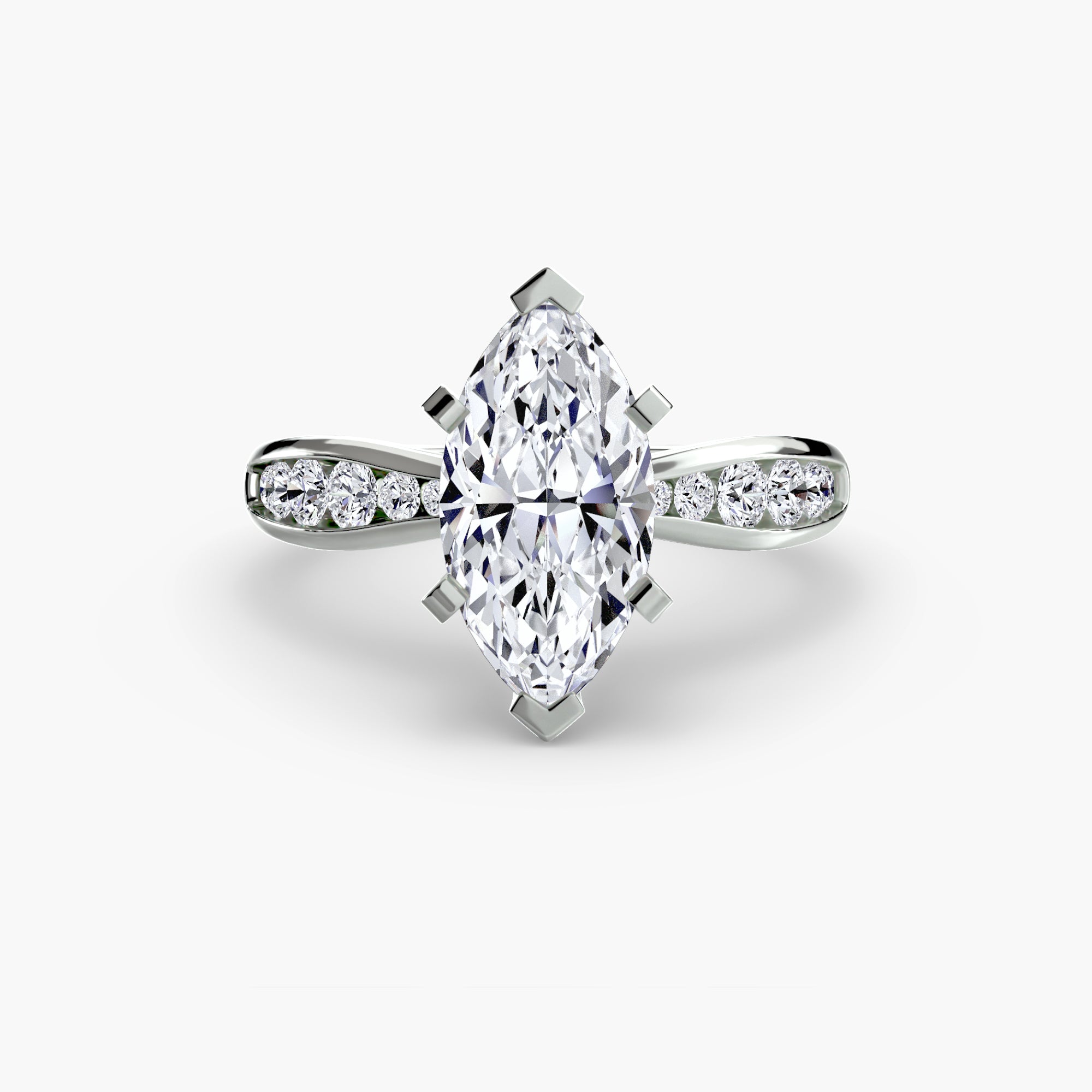 Inel Solitaire cu Pave Degrade