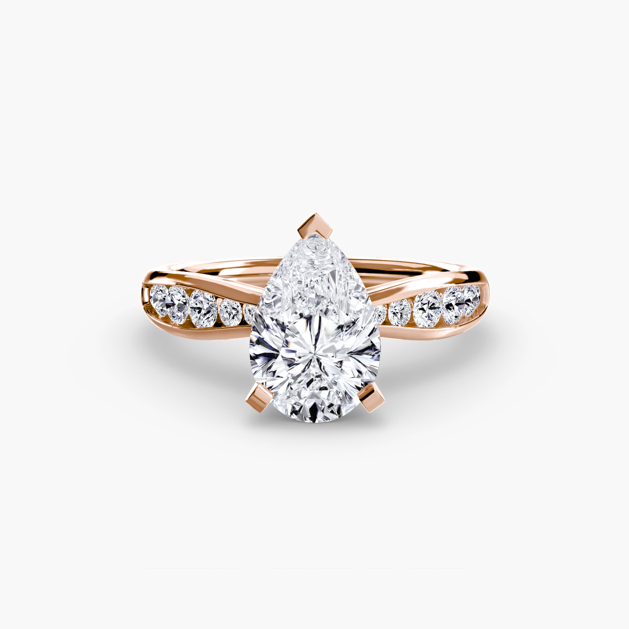 Inel Solitaire cu Pave Degrade
