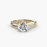 Inel Solitaire Split Shank Pave