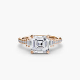 Inel Structured Solitaire cu Pave