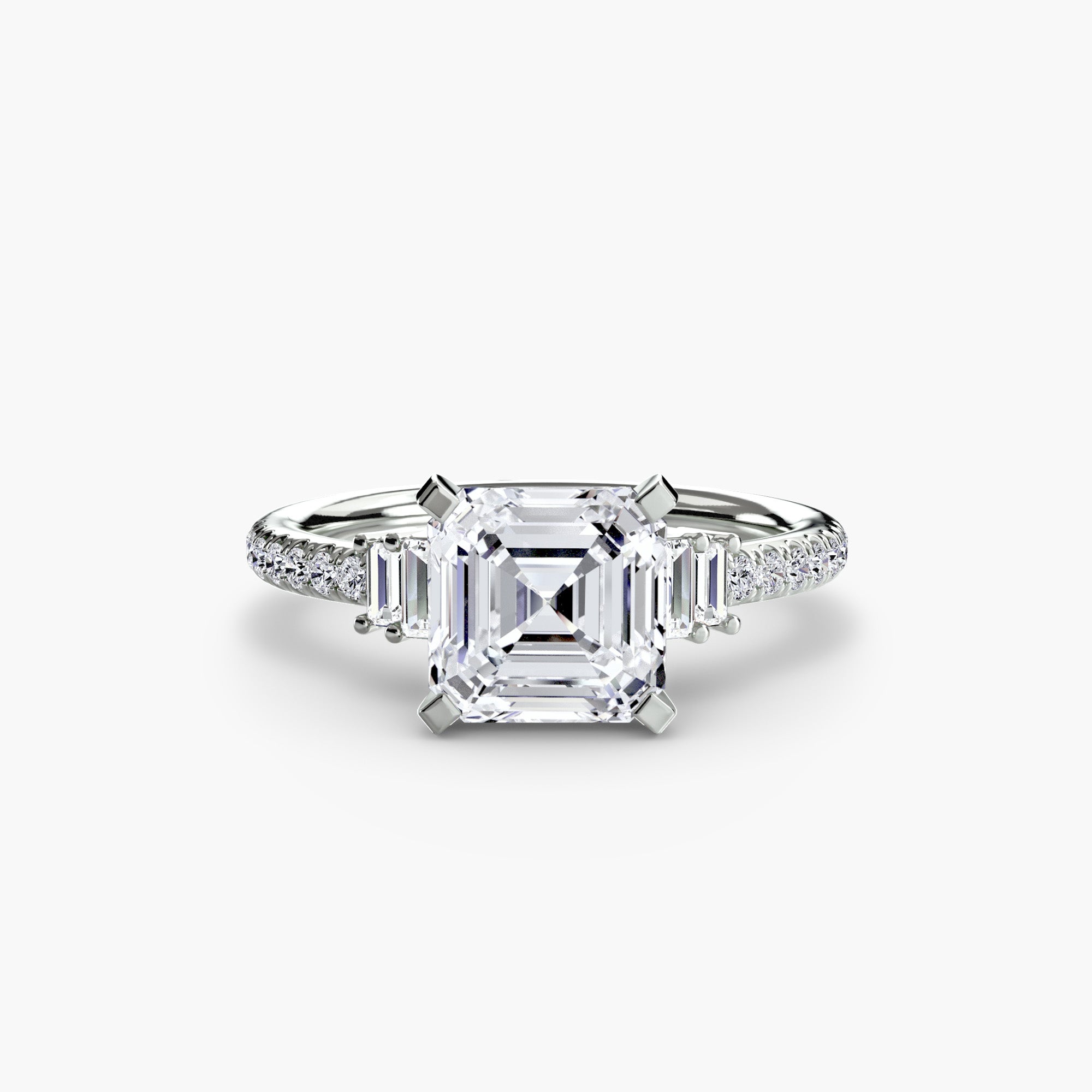 Inel Structured Solitaire cu Pave