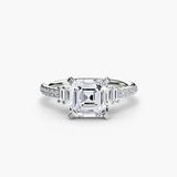 Inel Structured Solitaire cu Pave