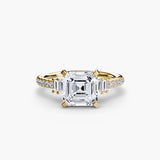 Inel Structured Solitaire cu Pave