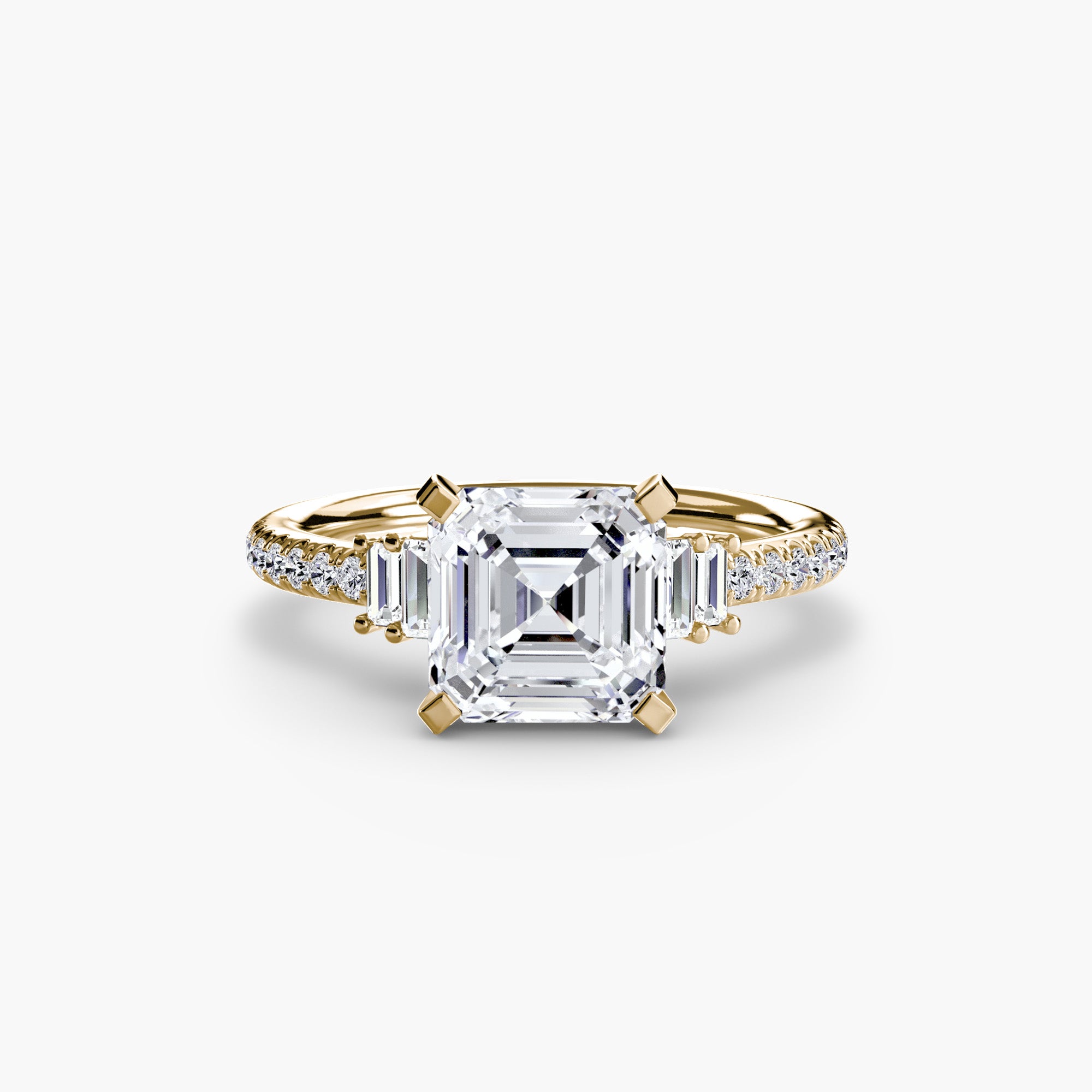 Inel Structured Solitaire cu Pave