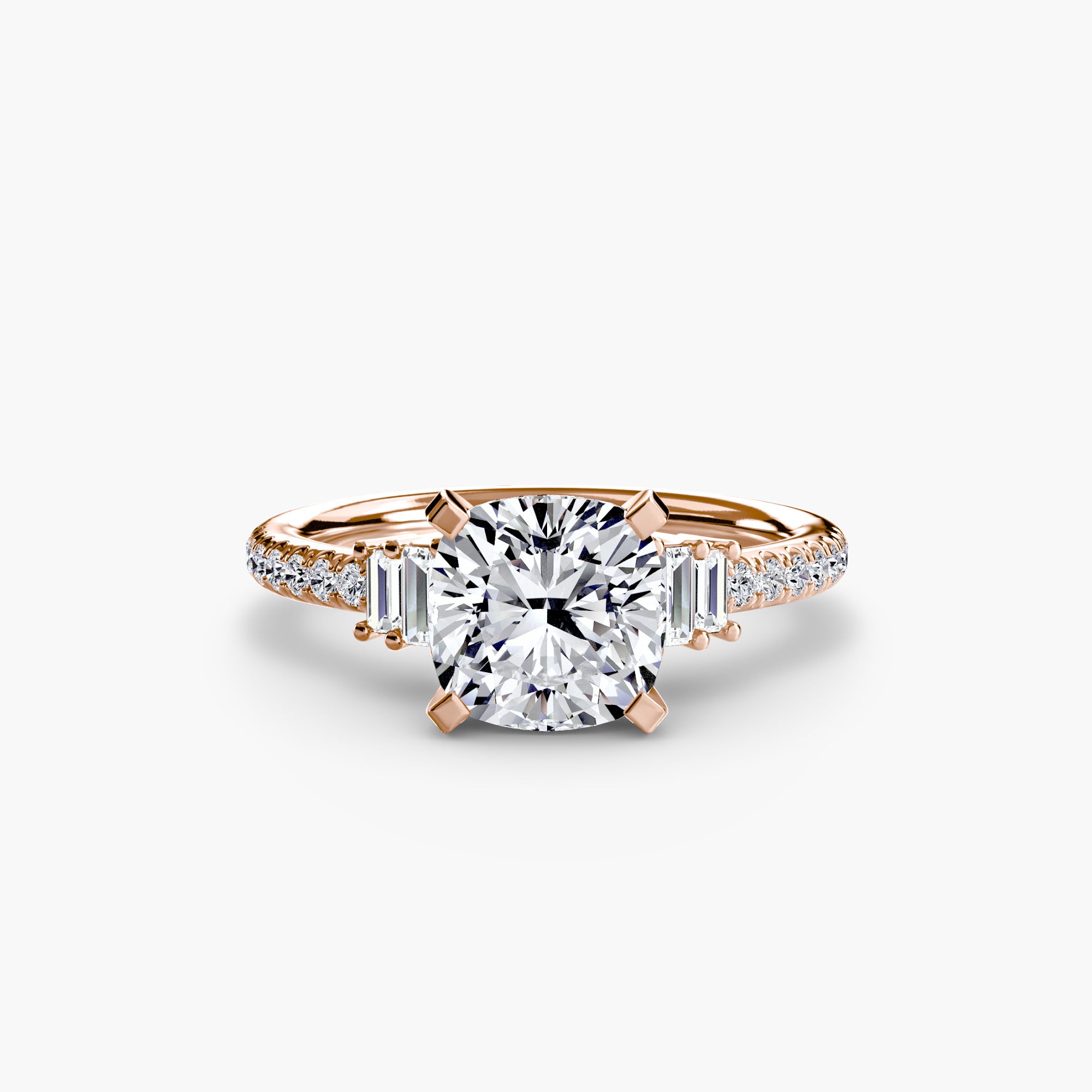 Inel Structured Solitaire cu Pave