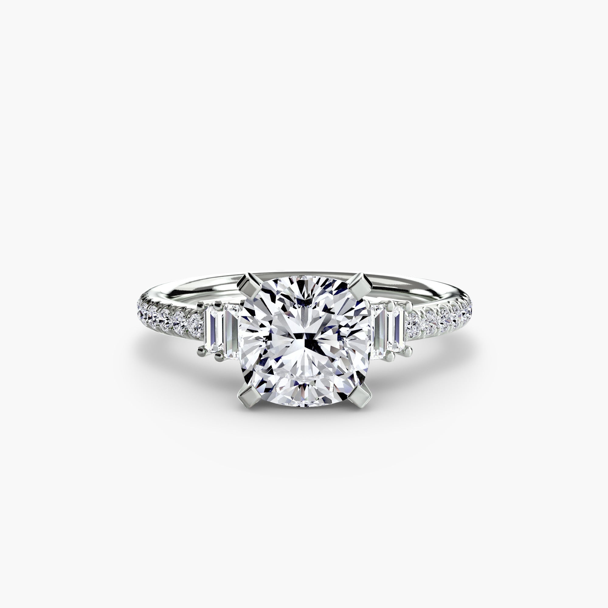 Inel Structured Solitaire cu Pave