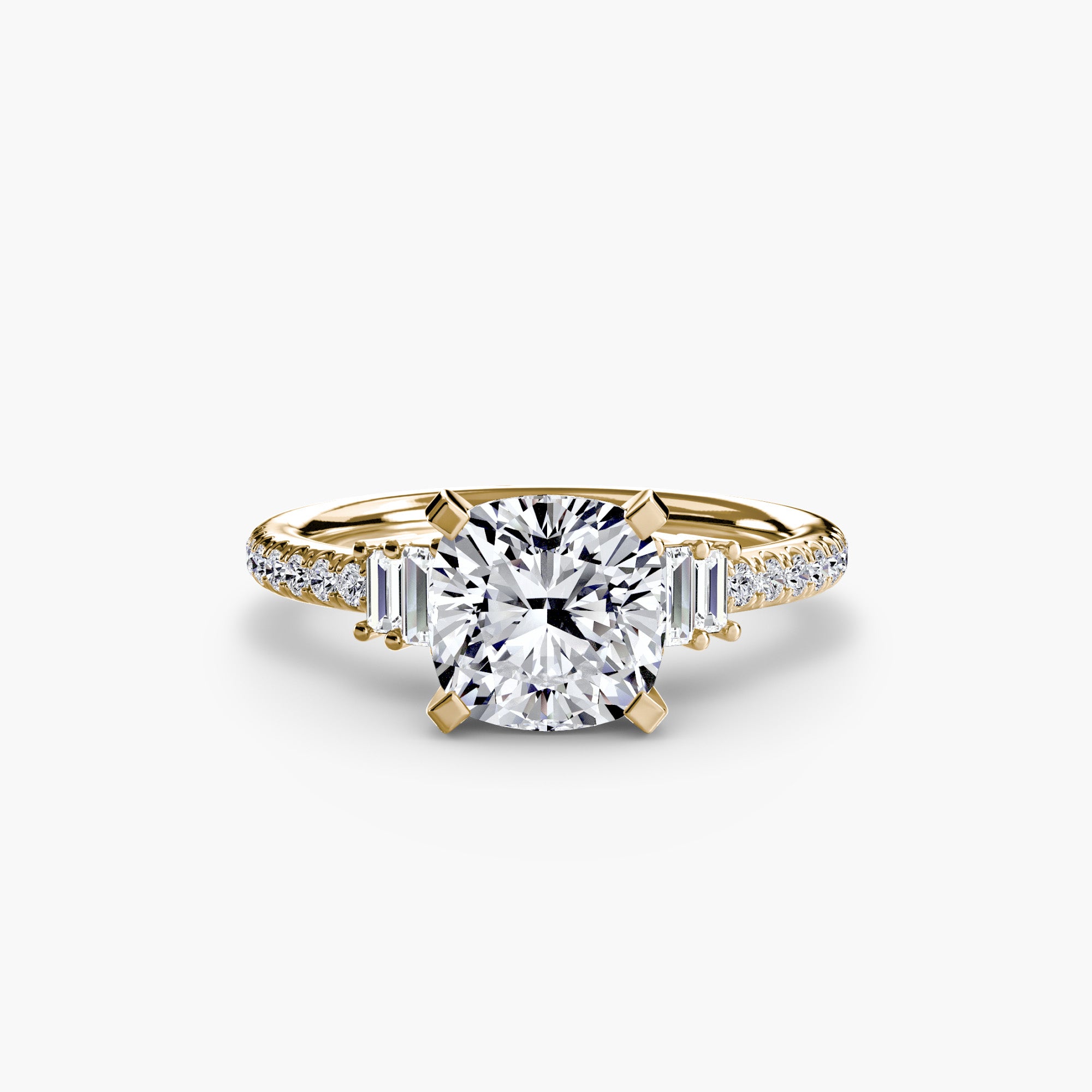 Inel Structured Solitaire cu Pave