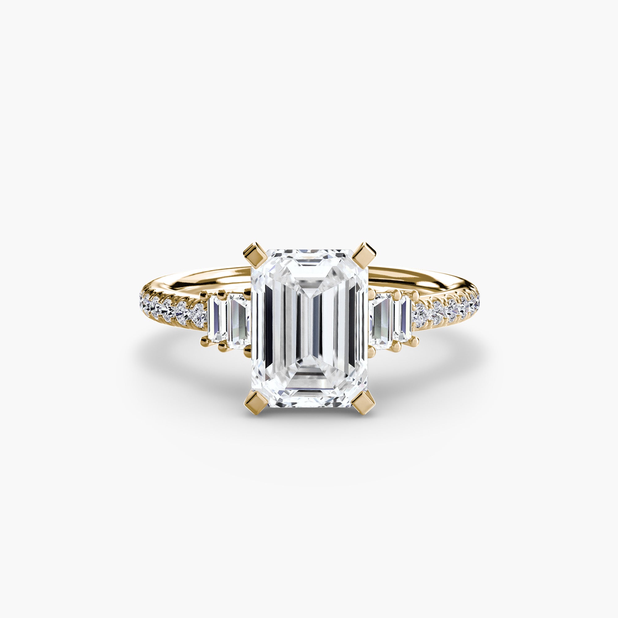 Inel Structured Solitaire cu Pave