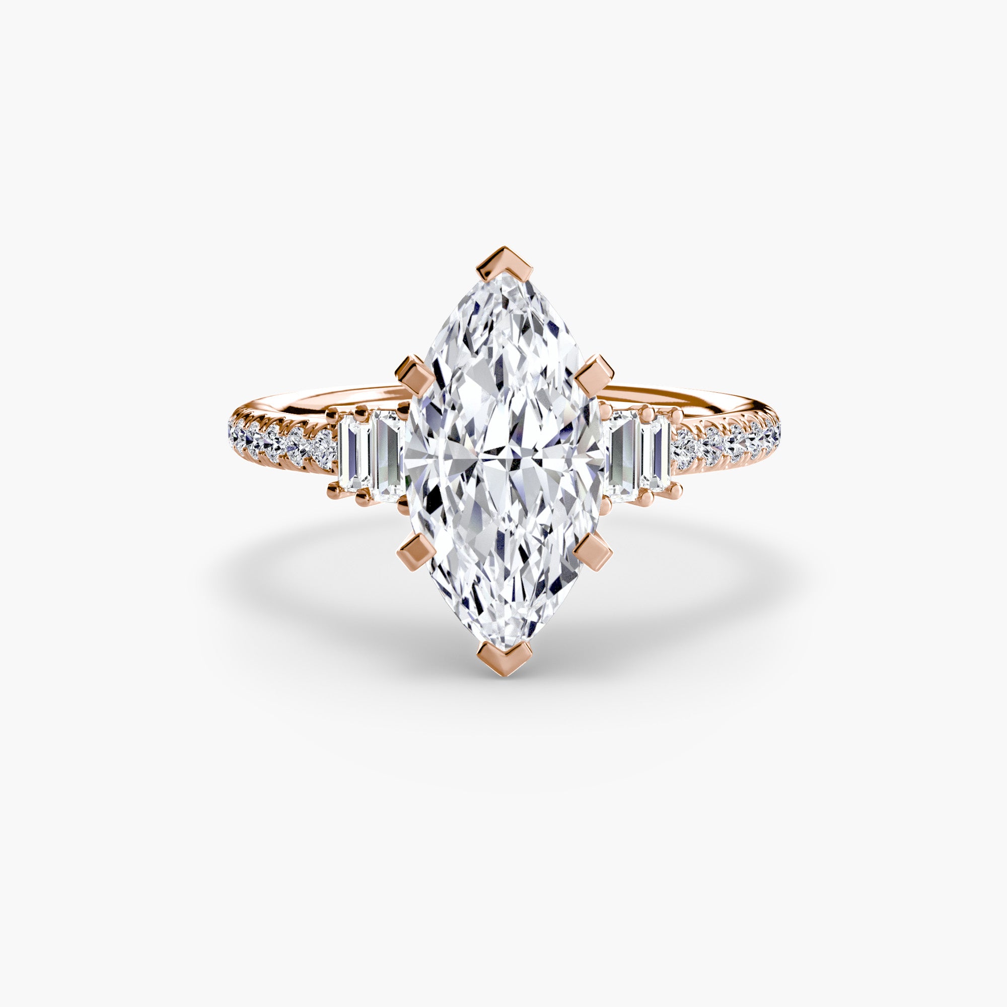 Inel Structured Solitaire cu Pave