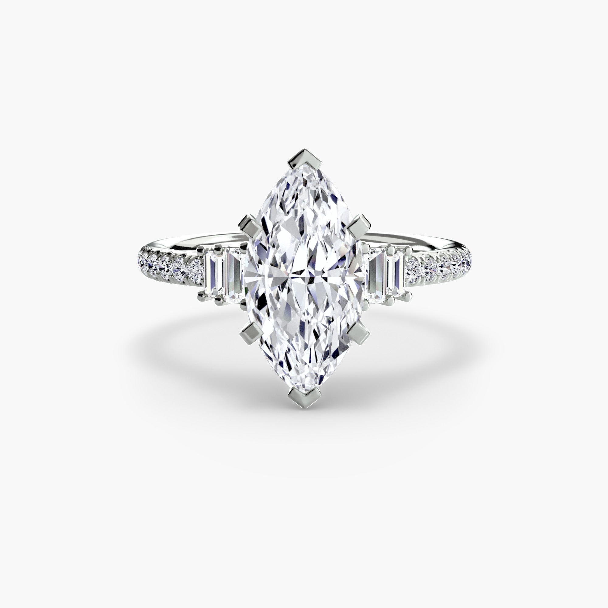 Inel Structured Solitaire cu Pave