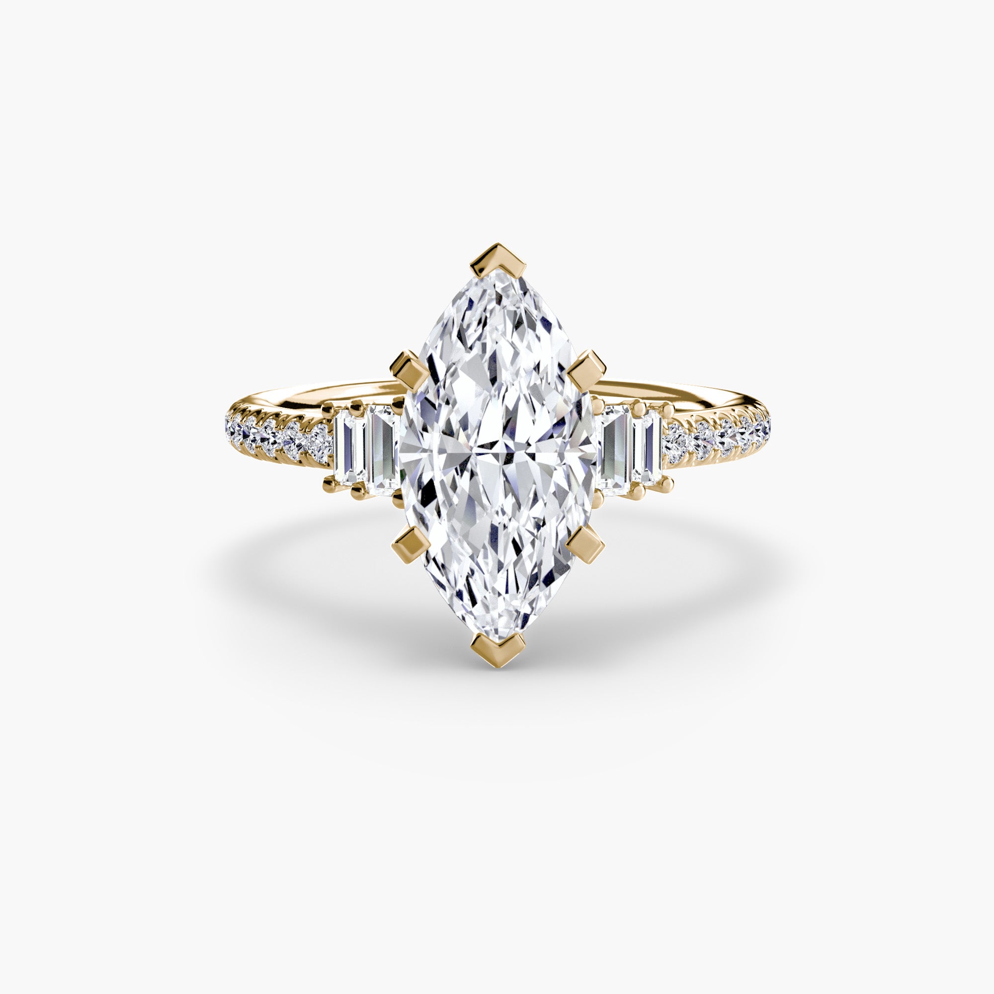 Inel Structured Solitaire cu Pave