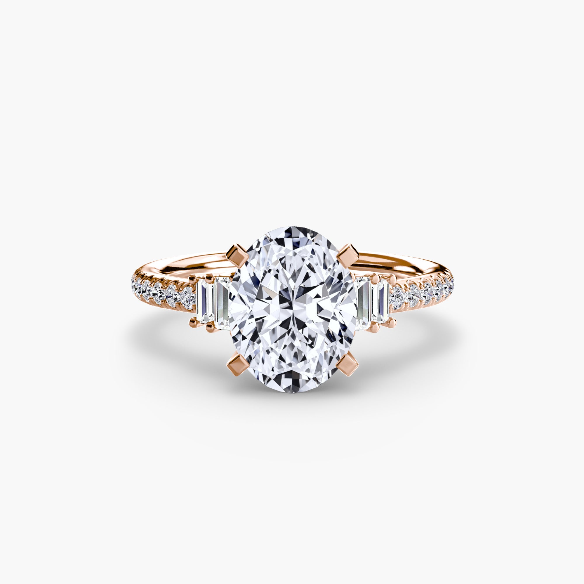 Inel Structured Solitaire cu Pave