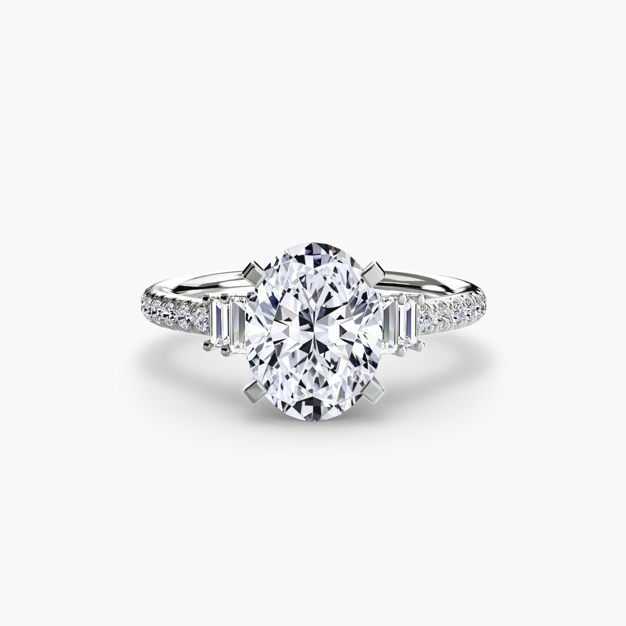 Inel Structured Solitaire cu Pave