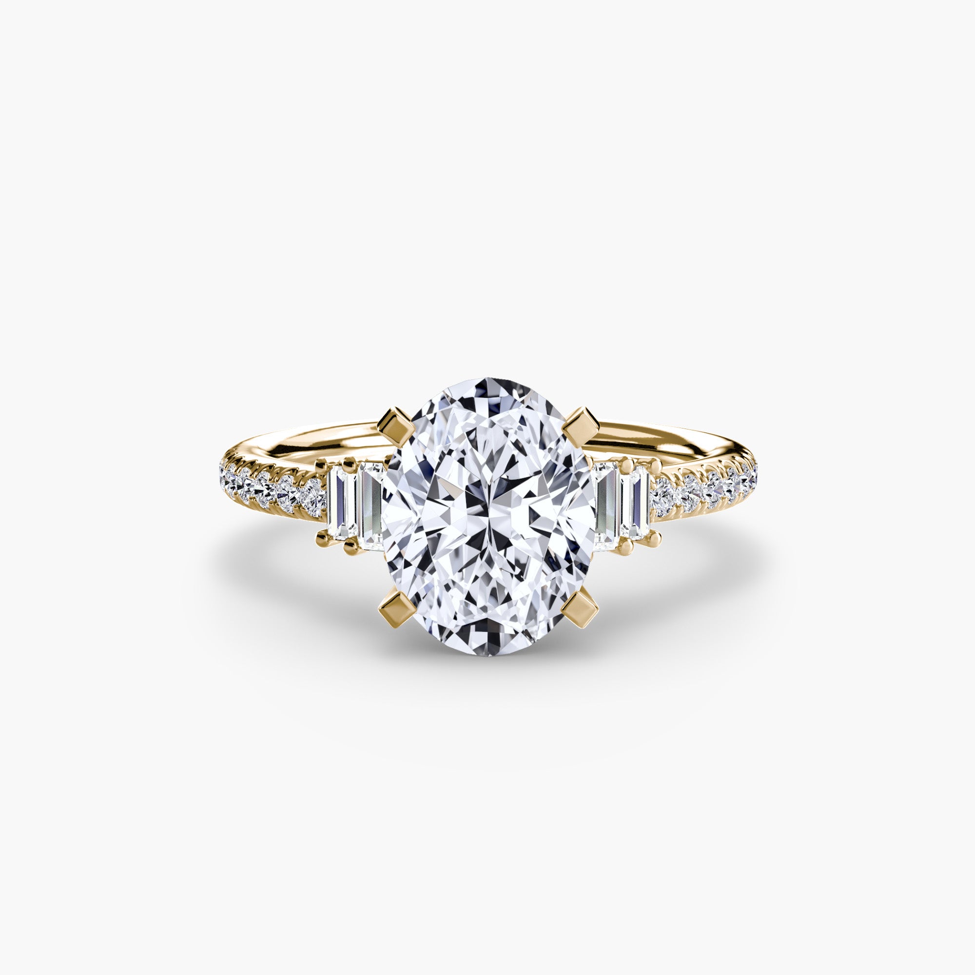 Inel Structured Solitaire cu Pave