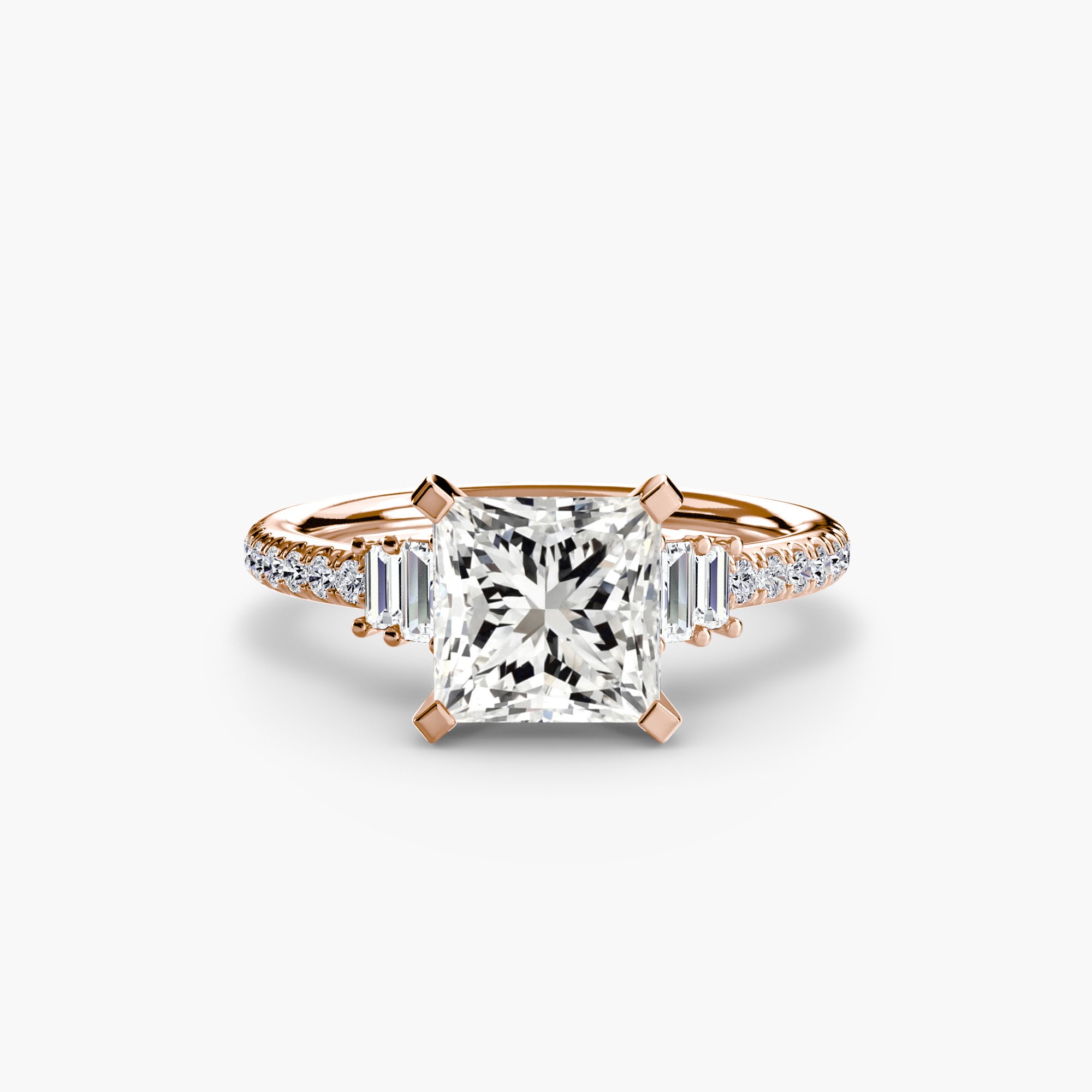 Inel Structured Solitaire cu Pave