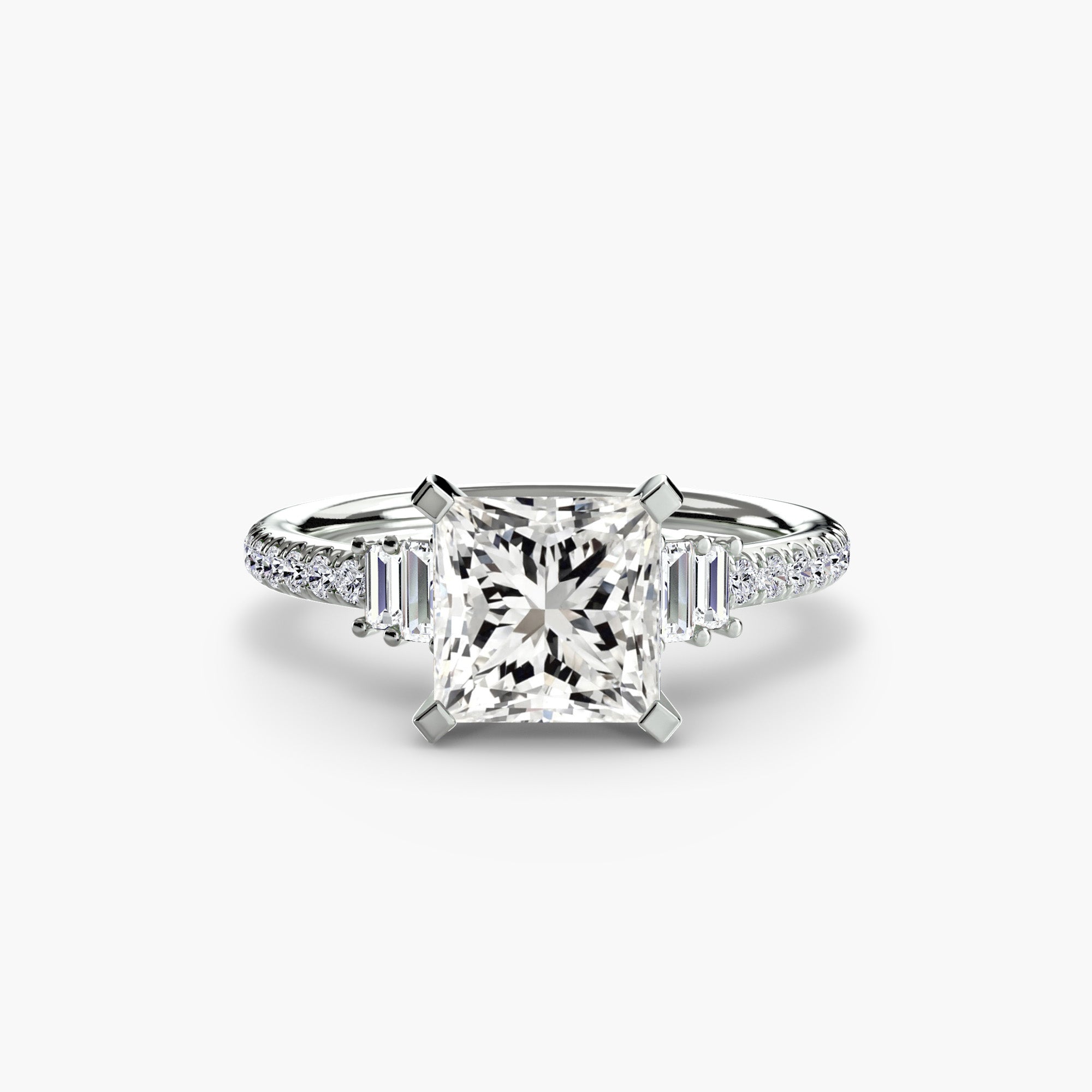 Inel Structured Solitaire cu Pave