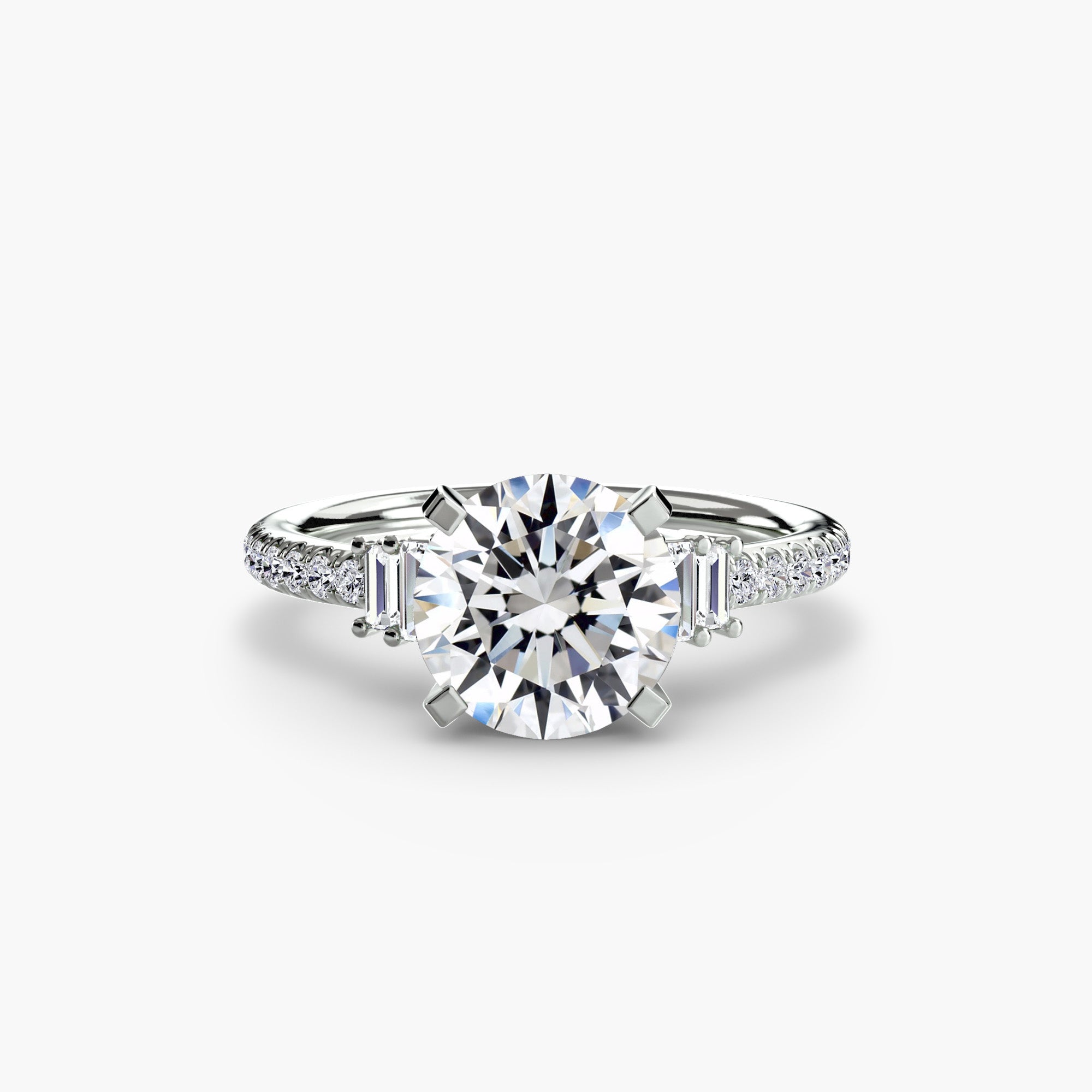 Inel Structured Solitaire cu Pave