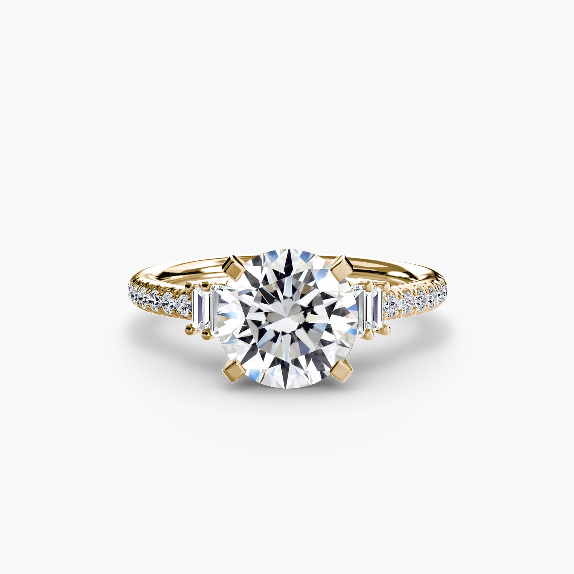 Inel Structured Solitaire cu Pave