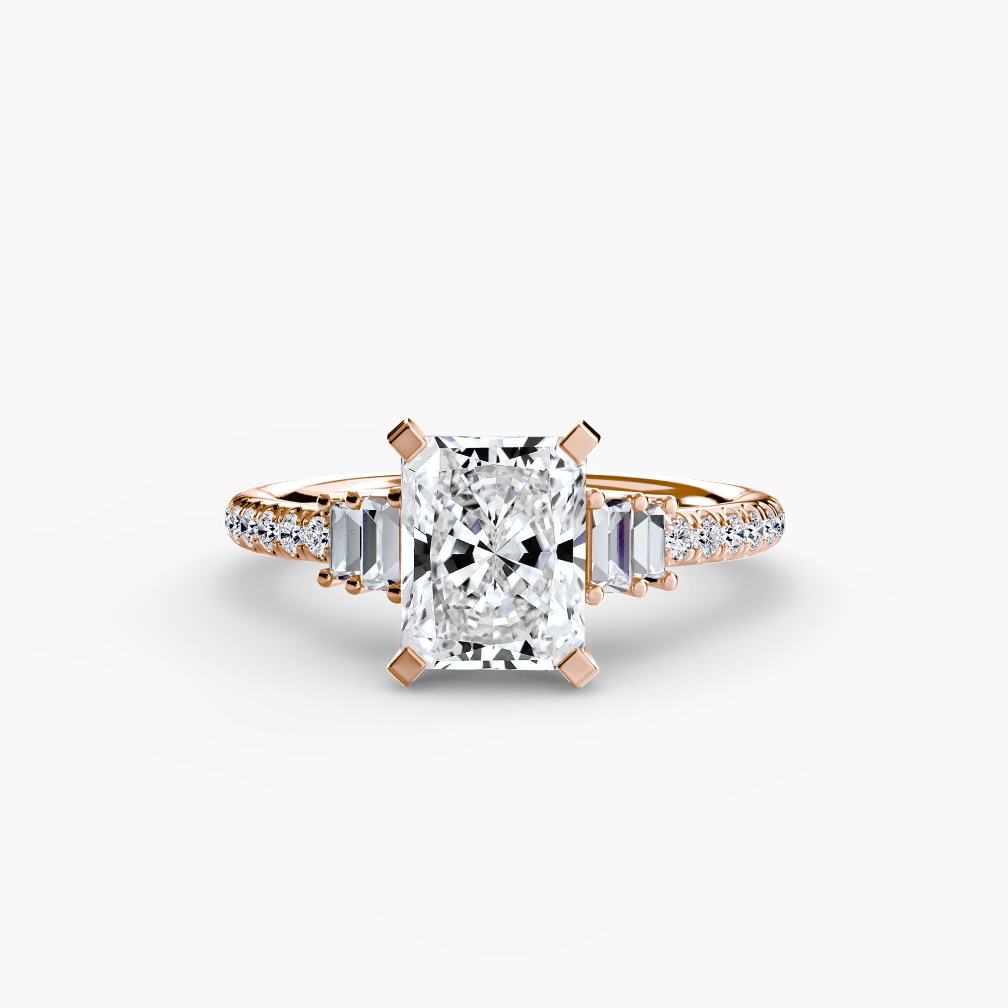 Inel Structured Solitaire cu Pave