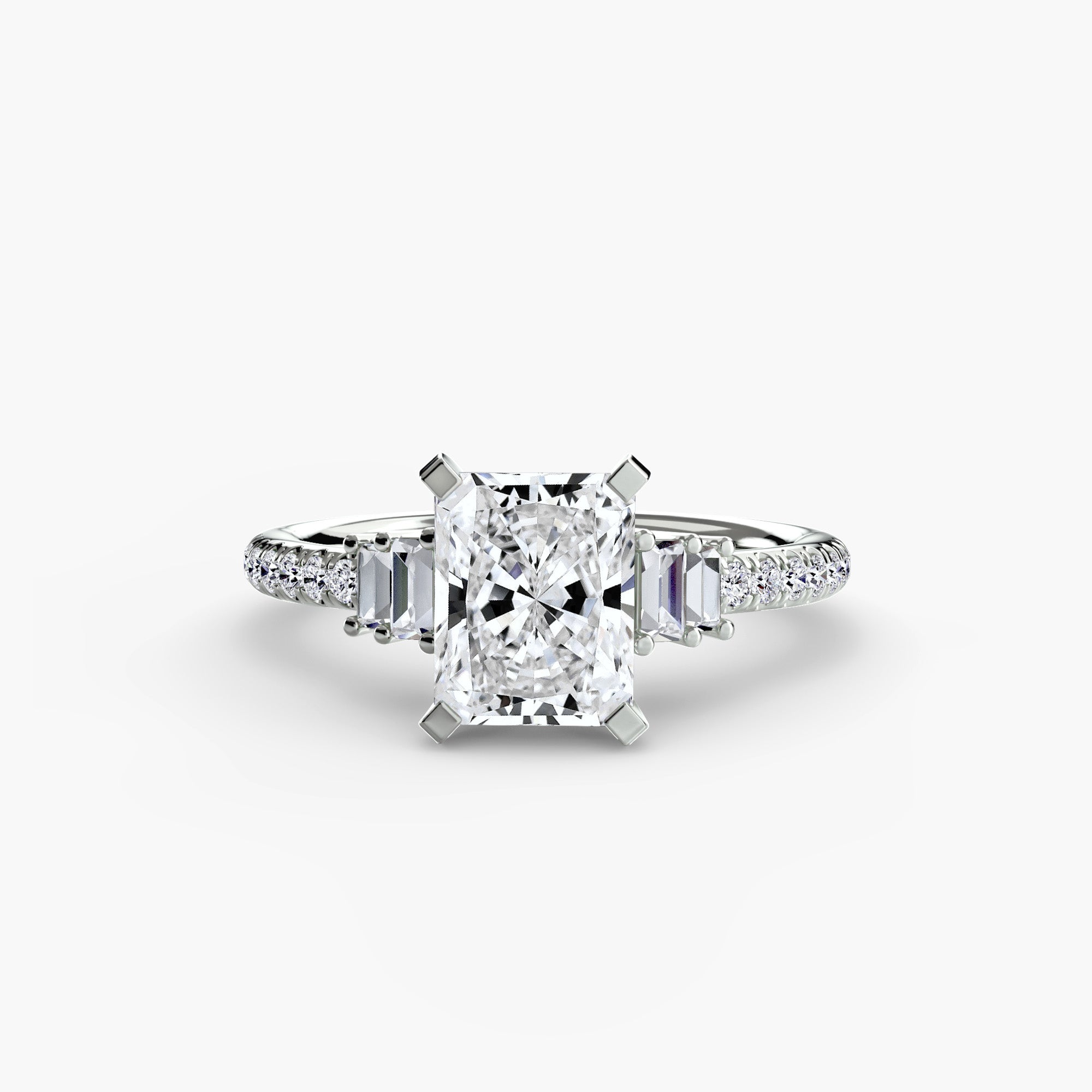 Inel Structured Solitaire cu Pave